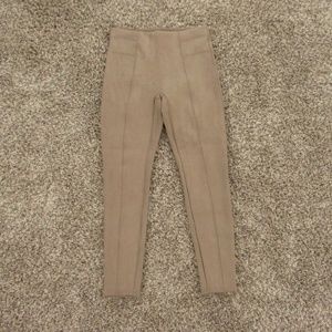 Spanx Pants Women's Large Light Brown Faux Suede Pull On Stretch Leggings
